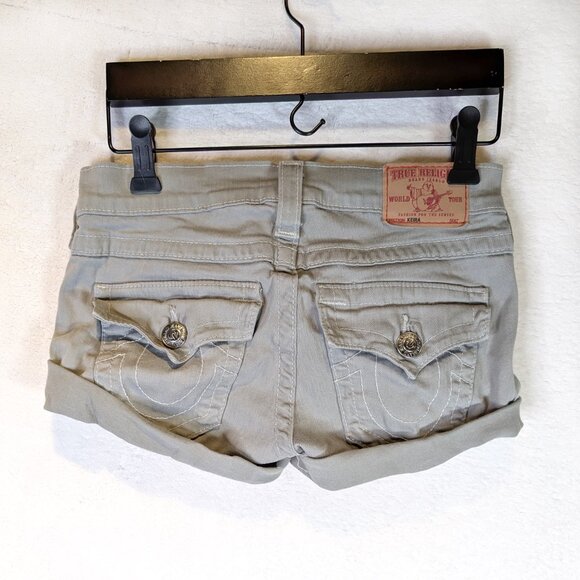 True Religion Light Grey Short Shorts Size 24 - Picture 3 of 4